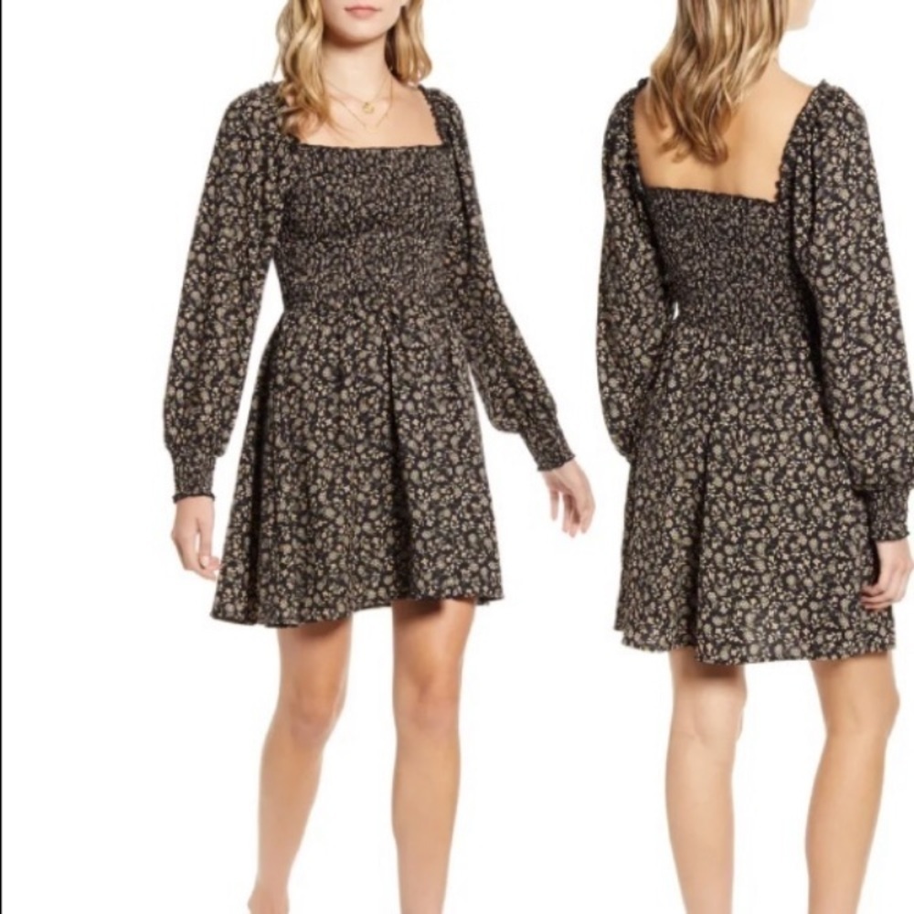 Band of Gypsies | Long Sleeve Flocked Mini‎ Dress